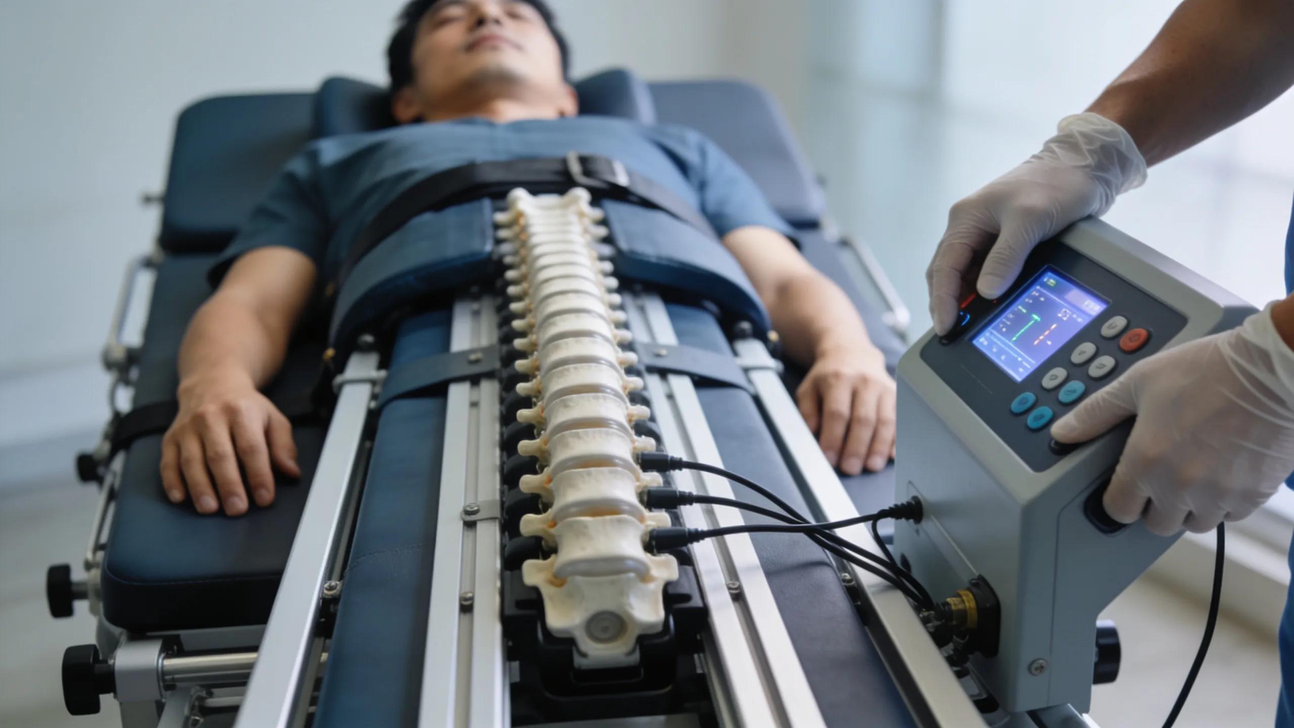 Patient undergoing spinal decompression therapy highlighting its effectiveness for herniated discs